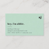 Minimalistisch Modernes Retro Mint Green Stilvoll Visitenkarte (Rückseite)