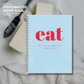 Minimalistisch modernes Retro-Rezept in Rot und Bl Notizblock