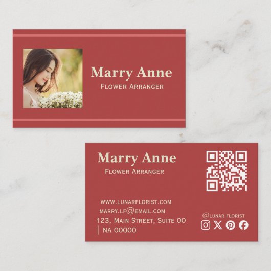 Minimalistisch Modernes Rosa Rose Florist Elegante Visitenkarte (Vorne/Hinten)