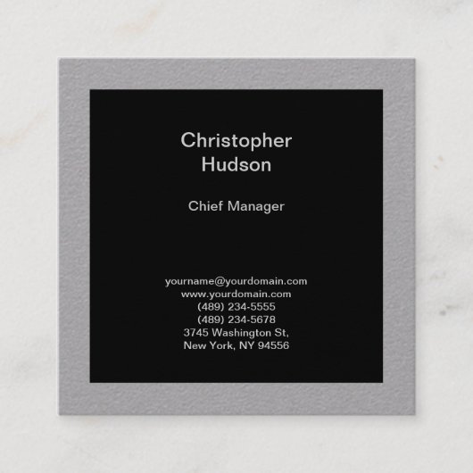 Minimalistisch Modernes Schlichtes Abstrakt Schwar Quadratische Visitenkarte (Vorderseite)