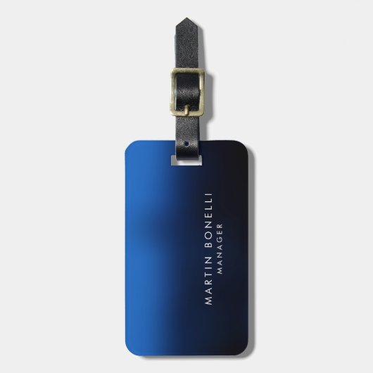 Minimalistisch Modernes Schlichtes Dunkelblau Gepäckanhänger (Vorderseite vertikal)