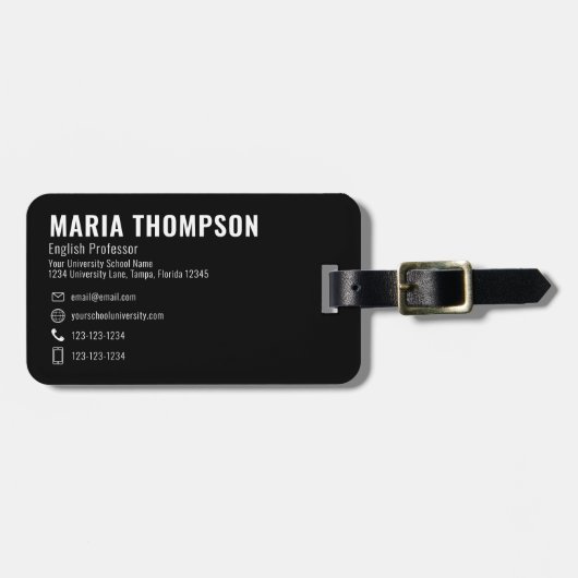 Minimalistisch Modernes, schlichtes, einfaches Sch Gepäckanhänger (Vorderseite horizontal)