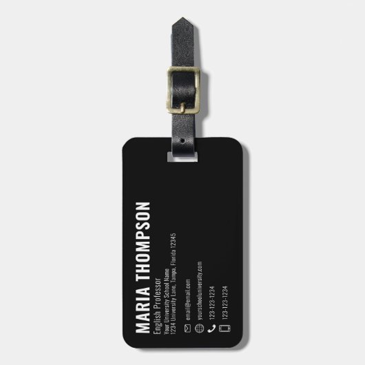 Minimalistisch Modernes, schlichtes, einfaches Sch Gepäckanhänger (Vorderseite vertikal)