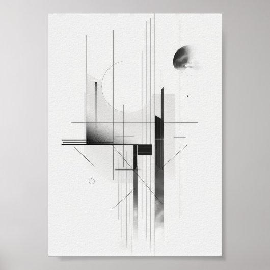 Minimalistisch Modernes Schwarz/Weiß Abstrakt Poster (Vorne)