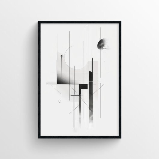 Minimalistisch Modernes Schwarz/Weiß Abstrakt Poster