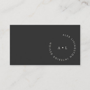 Minimalistisch Modernes Schwarz-weißes Circle Mono Visitenkarte