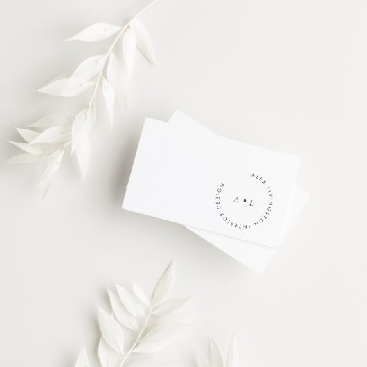 Minimalistisch Modernes Schwarz-weißes Circle Mono Visitenkarte