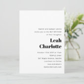 Minimalistisch Modernes Schwarz-weißes einfaches B Einladung (Stehend Vorderseite)