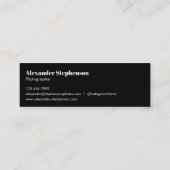 Minimalistisch modernes Schwarz-weißes Foto Mini Visitenkarte (Rückseite)