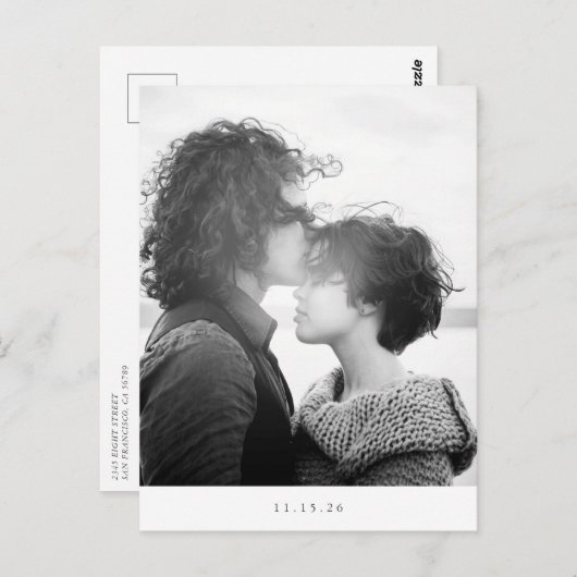 Minimalistisch Modernes Schwarz-weißes Foto Save t Postkarte (Vorne/Hinten)