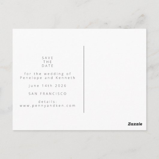 Minimalistisch Modernes Schwarz-weißes Foto Save t Postkarte (Rückseite)