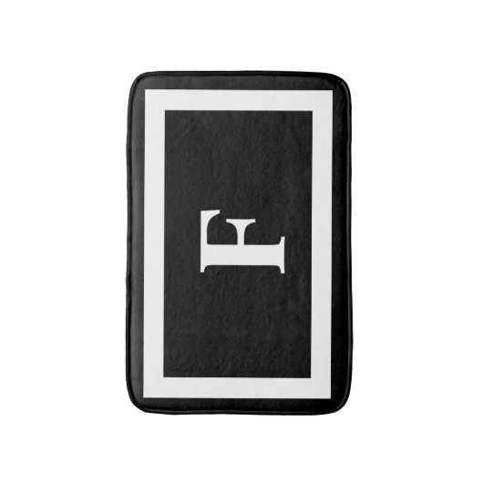 Minimalistisch Modernes Schwarz-weißes Monogramm Badematte (Vorderseite Vertikal)