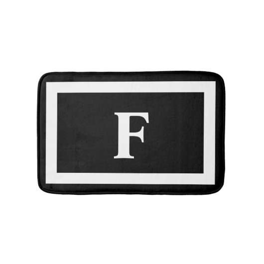 Minimalistisch Modernes Schwarz-weißes Monogramm Badematte (Vorderseite)