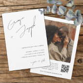 Minimalistisch | Modernes Script Foto QR Code Hoch Einladung