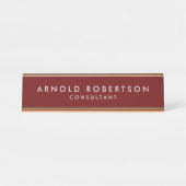 Minimalistisch Modernes, stilvolles Dunkelrot Beru Schreibtischnamensplakette (Vorderseite )