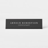 Minimalistisch Modernes, stilvolles Schwarz Berufl Schreibtischnamensplakette (Vorderseite )