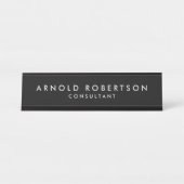 Minimalistisch Modernes, stilvolles Schwarz Berufl Schreibtischnamensplakette (Vorderseite )