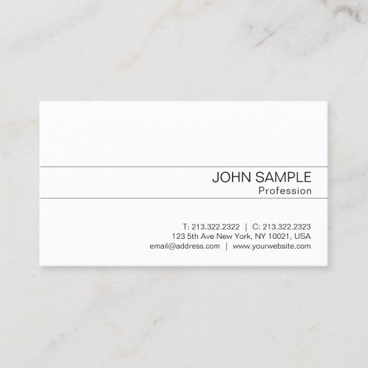 Minimalistisch Modernes, stilvolles Weiß Beruflich Visitenkarte (Vorderseite)