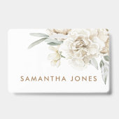 Minimalistisch Modernes Weißes Peonie-Gebirge Ausweis (Rückseite)