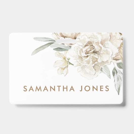 Minimalistisch Modernes Weißes Peonie-Gebirge Ausweis (Vorderseite)