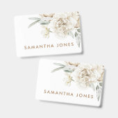 Minimalistisch Modernes Weißes Peonie-Gebirge Ausweis (Vorder- & Rückseite)