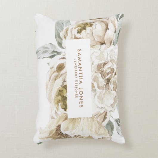 Minimalistisch Modernes Weißes Peonie-Gebirge Dekokissen (Vorderseite(Vertikal))
