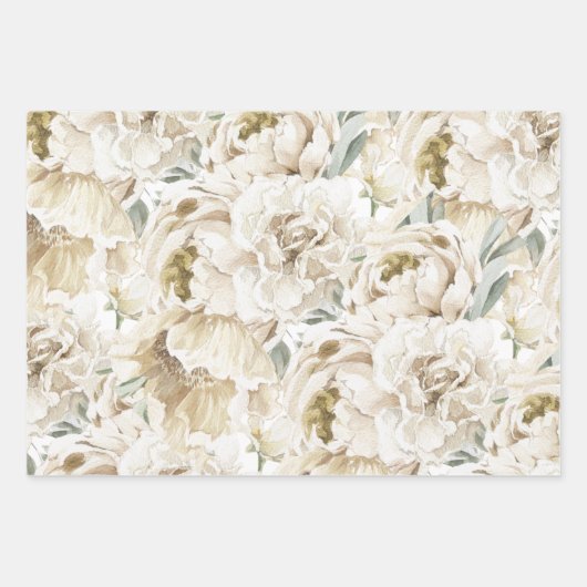 Minimalistisch Modernes Weißes Peonie-Gebirge Geschenkpapier Set (Vorderseite)