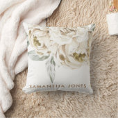 Minimalistisch Modernes Weißes Peonie-Gebirge Kissen (Decke)