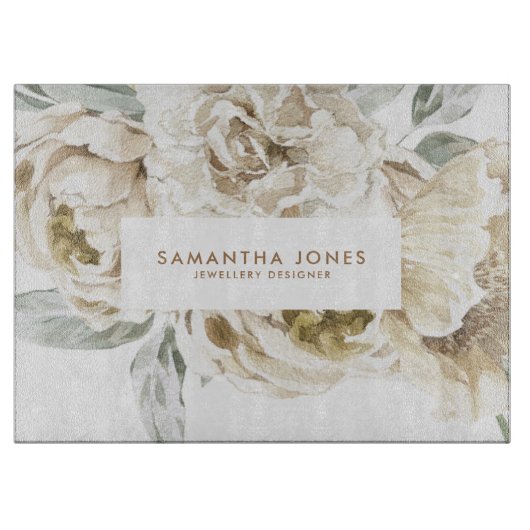 Minimalistisch Modernes Weißes Peonie-Gebirge Schneidebrett (Vorderseite)