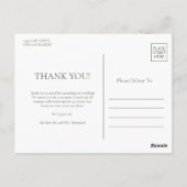 Minimalistisch Mongram Moss Green Wedding Danke Postkarte (Rückseite)