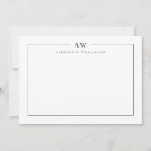 Minimalistisch Monogram Denim Blue Mitteilungskarte (Vorderseite)