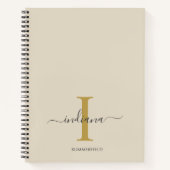 Minimalistisch Monogram Gold Grau Script Name Notizblock (Vorderseite)