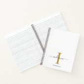 Minimalistisch Monogram Gold Grau Script Name Notizblock (Innenseite)