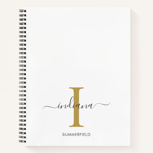 Minimalistisch Monogram Gold Grau Script Name Notizblock (Vorderseite)