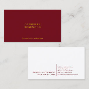 Minimalistisch Monogram Red Maroon Visitenkarte