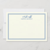 Minimalistisch Monogram Two Border Navy Blue Viele Mitteilungskarte (Vorderseite)