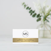 Minimalistisch / Monogramm / Gold Bar metallisch Visitenkarte (Stehend Vorderseite)