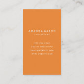 Minimalistisch Monogramm Orange Visitenkarte (Rückseite)