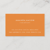 Minimalistisch Monogramm Orange Visitenkarte (Rückseite)
