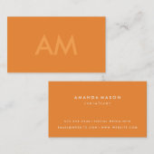 Minimalistisch Monogramm Orange Visitenkarte (Vorne/Hinten)