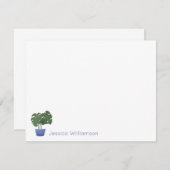 Minimalistisch Monstera Pflanze Blauer Personalisi Mitteilungskarte (Vorne/Hinten)