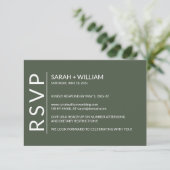Minimalistisch Moss Green Modern RSVP Card (Stehend Vorderseite)
