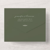 Minimalistisch Moss Green Wedding All In One Einladung (Rückseite)