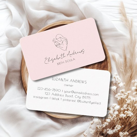 Minimalistisch Mother & Baby Line Art - Doula, Mid Visitenkarte