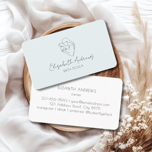 Minimalistisch Mother & Baby Line Art - Doula, Mid Visitenkarte