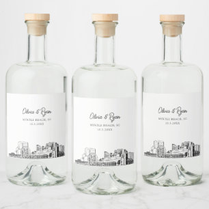Minimalistisch Myrtle Beach Wedding Custom Alkoholflaschenetikett