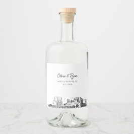 Minimalistisch Myrtle Beach Wedding Custom Alkoholflaschenetikett