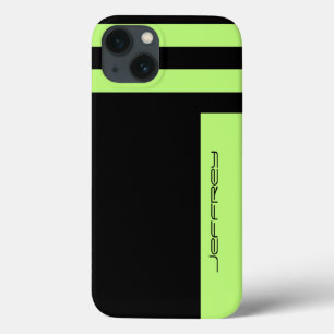 Minimalistisch, Name, Green & Black Two Way Strip iPhone 13 Hülle