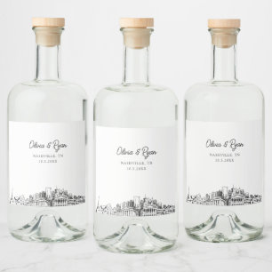 Minimalistisch Nashville Wedding Custom Alkoholflaschenetikett