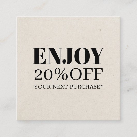 Minimalistisch Natural Schwarz-weiß Coupon (Vorderseite)